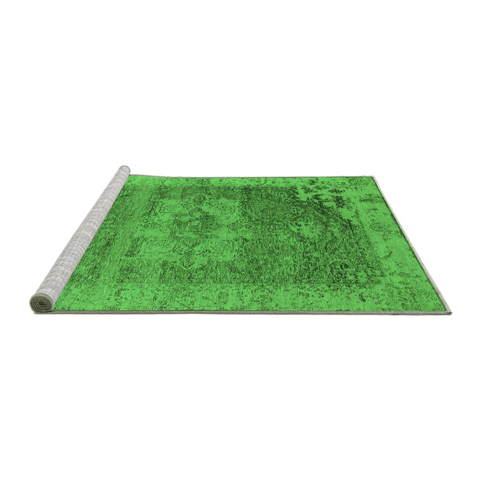 Sideview of Machine Washable Oriental Green Industrial Area Rugs, wshurb2596grn