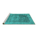 Sideview of Machine Washable Oriental Turquoise Industrial Area Rugs, wshurb2596turq