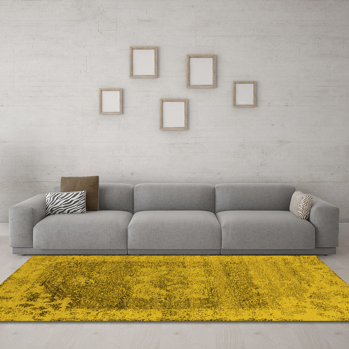 Machine Washable Oriental Yellow Industrial Rug in a Living Room, wshurb2596yw