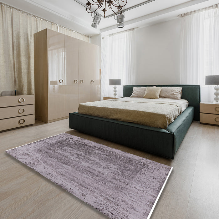 Machine Washable Industrial Modern Viola Purple Rug in a Bedroom, wshurb2596