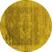 Round Oriental Yellow Industrial Rug, urb2596yw