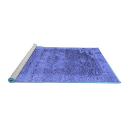 Sideview of Machine Washable Oriental Blue Industrial Rug, wshurb2596blu
