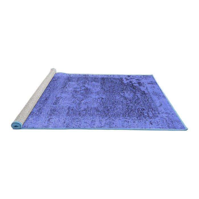 Sideview of Machine Washable Oriental Blue Industrial Rug, wshurb2596blu