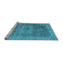 Sideview of Machine Washable Oriental Light Blue Industrial Rug, wshurb2596lblu