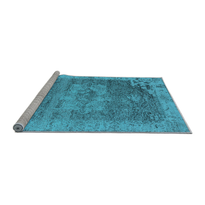 Sideview of Machine Washable Oriental Light Blue Industrial Rug, wshurb2596lblu
