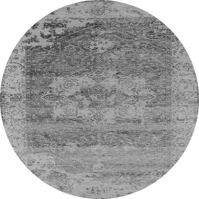 Round Oriental Gray Industrial Rug, urb2596gry