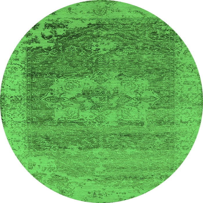 Round Oriental Green Industrial Rug, urb2596grn