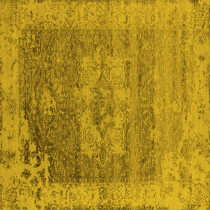 Square Machine Washable Oriental Yellow Industrial Rug, wshurb2596yw