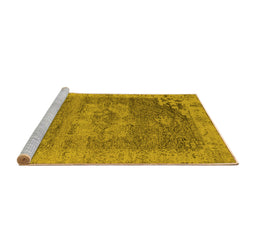 Sideview of Machine Washable Oriental Yellow Industrial Rug, wshurb2596yw