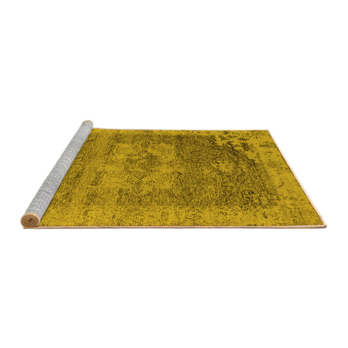 Sideview of Machine Washable Oriental Yellow Industrial Rug, wshurb2596yw