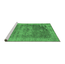 Sideview of Machine Washable Oriental Emerald Green Industrial Area Rugs, wshurb2596emgrn