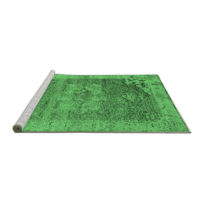 Sideview of Machine Washable Oriental Emerald Green Industrial Area Rugs, wshurb2596emgrn