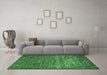 Machine Washable Oriental Emerald Green Industrial Area Rugs in a Living Room,, wshurb2597emgrn