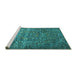 Sideview of Machine Washable Oriental Turquoise Industrial Area Rugs, wshurb2597turq