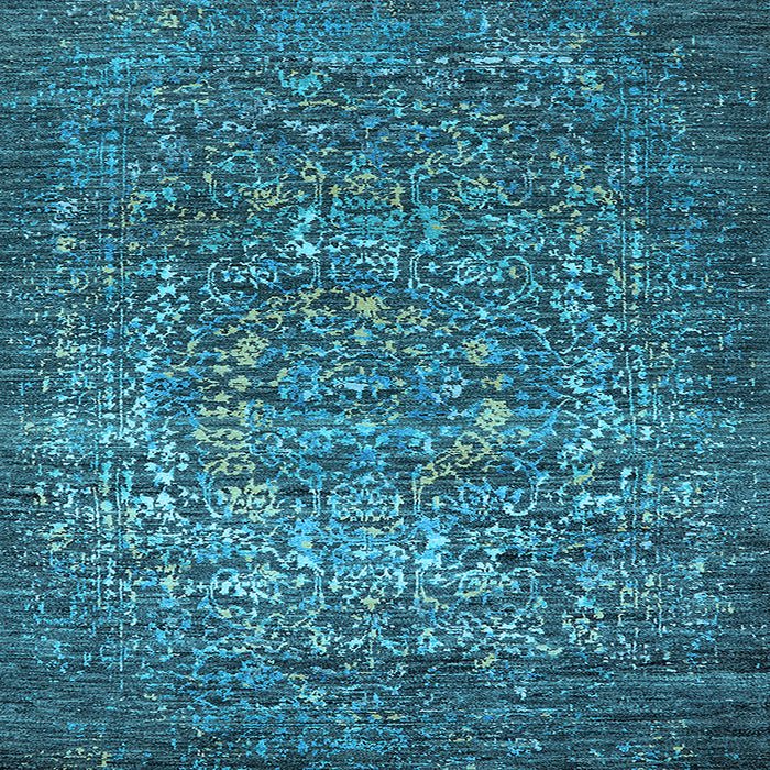 Square Machine Washable Oriental Light Blue Industrial Rug, wshurb2597lblu