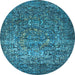 Round Oriental Light Blue Industrial Rug, urb2597lblu