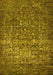 Machine Washable Oriental Yellow Industrial Rug, wshurb2597yw