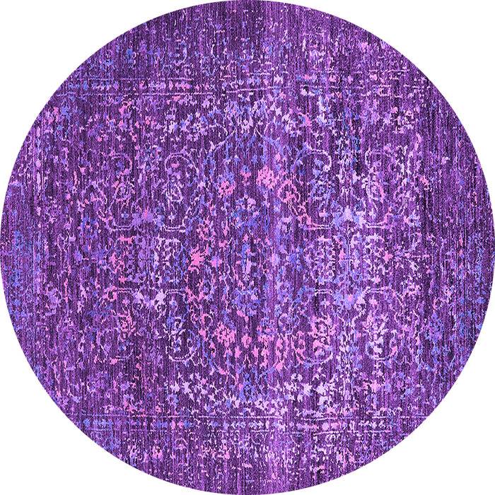 Round Machine Washable Oriental Purple Industrial Area Rugs, wshurb2597pur