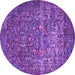 Round Machine Washable Oriental Purple Industrial Area Rugs, wshurb2597pur