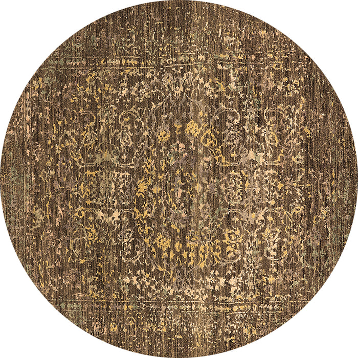 Round Oriental Brown Industrial Rug, urb2597brn