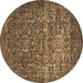 Round Oriental Brown Industrial Rug, urb2597brn