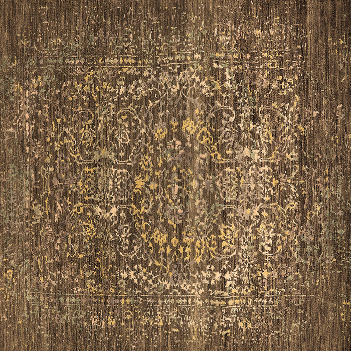 Square Machine Washable Oriental Brown Industrial Rug, wshurb2597brn
