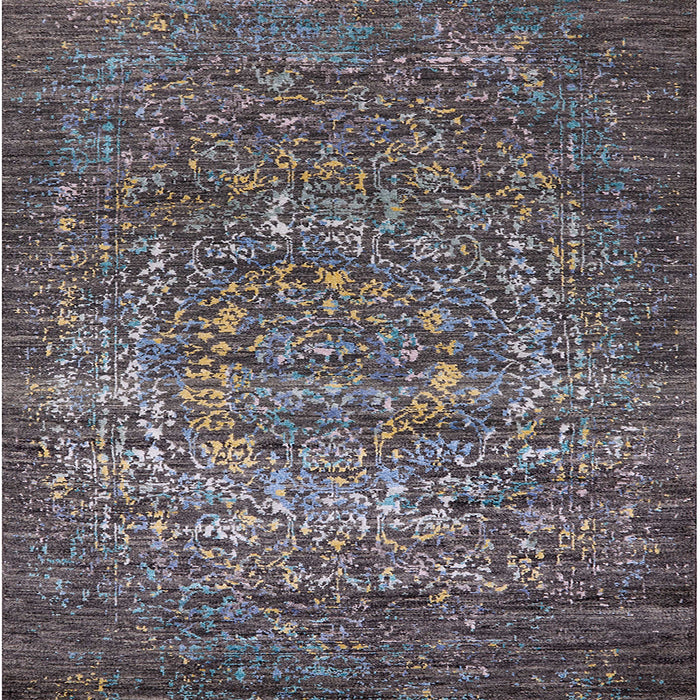 Square Machine Washable Industrial Modern Black Rug, wshurb2597