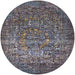 Round Mid-Century Modern Black Oriental Rug, urb2597