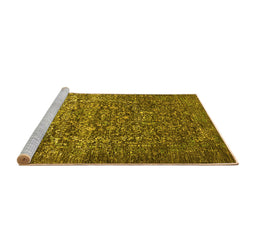 Sideview of Machine Washable Oriental Yellow Industrial Rug, wshurb2597yw