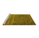 Sideview of Machine Washable Oriental Yellow Industrial Rug, wshurb2597yw