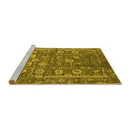 Sideview of Machine Washable Oriental Yellow Industrial Rug, wshurb2598yw