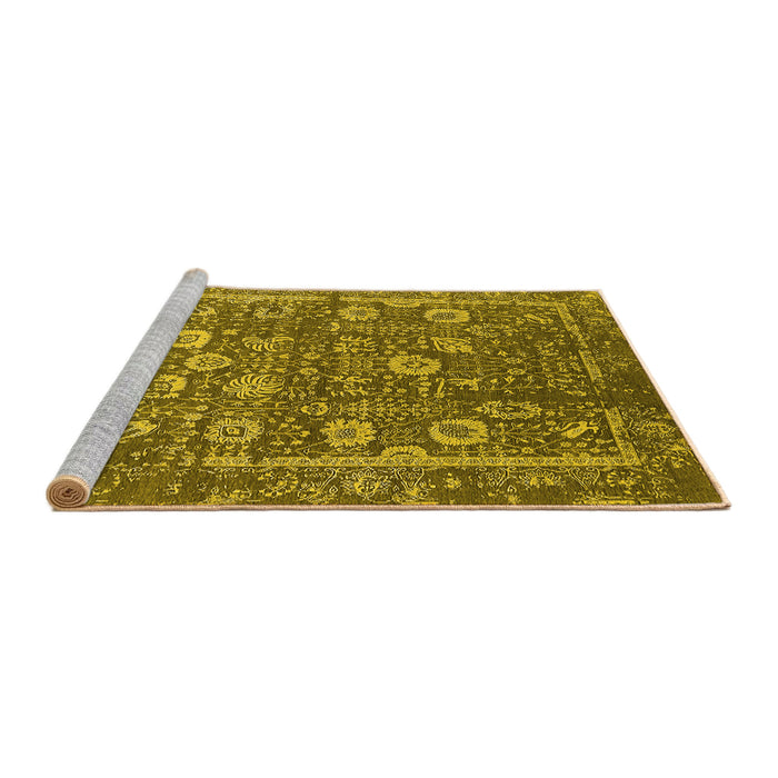 Sideview of Machine Washable Oriental Yellow Industrial Rug, wshurb2598yw