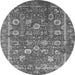 Round Machine Washable Oriental Gray Industrial Rug, wshurb2598gry