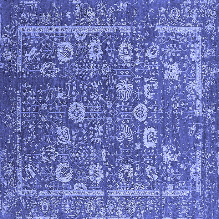 Square Machine Washable Oriental Blue Industrial Rug, wshurb2598blu