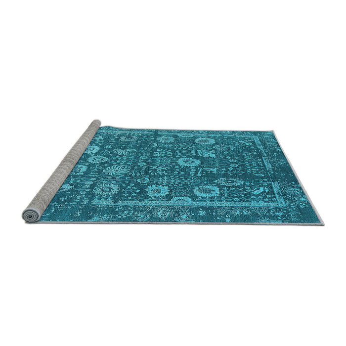 Sideview of Machine Washable Oriental Light Blue Industrial Rug, wshurb2598lblu