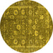 Round Oriental Yellow Industrial Rug, urb2598yw