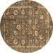 Round Oriental Brown Industrial Rug, urb2598brn