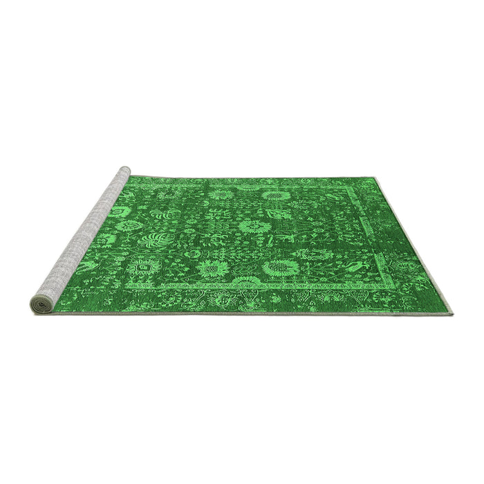 Sideview of Machine Washable Oriental Green Industrial Area Rugs, wshurb2598grn
