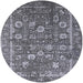 Round Mid-Century Modern Dark Gray Oriental Rug, urb2598