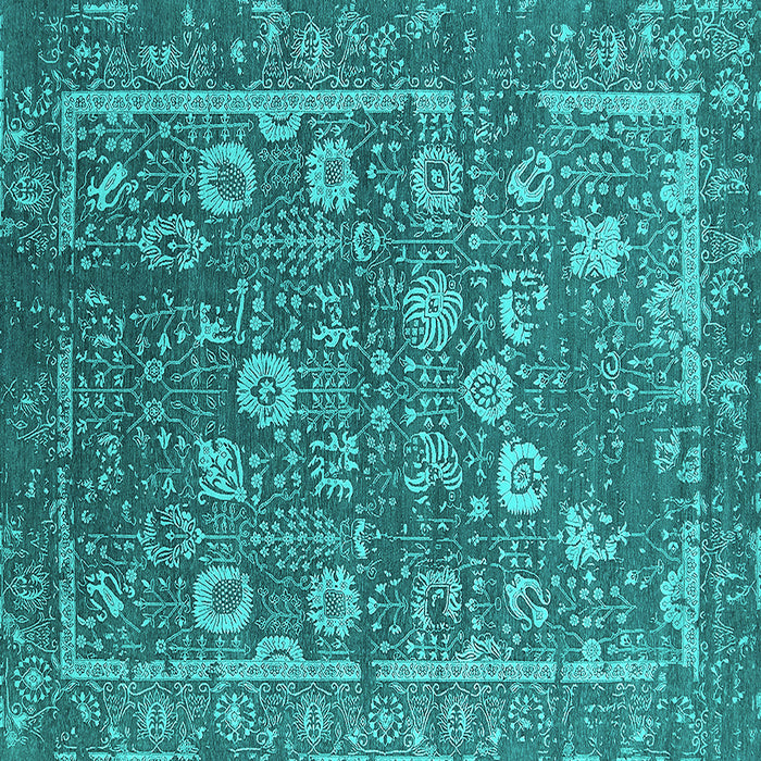 Square Oriental Turquoise Industrial Rug, urb2598turq