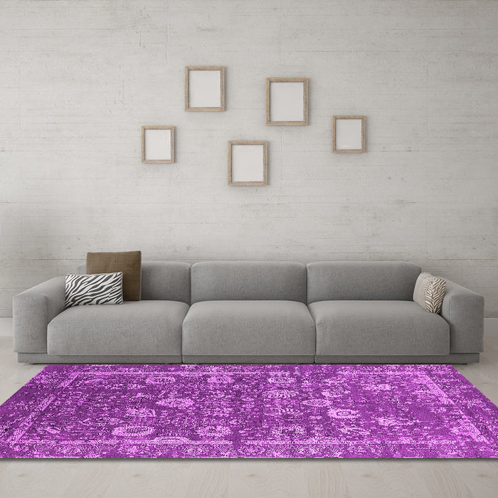 Machine Washable Oriental Pink Industrial Rug in a Living Room, wshurb2598pnk