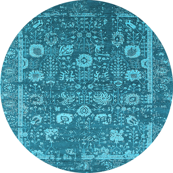 Round Oriental Light Blue Industrial Rug, urb2598lblu
