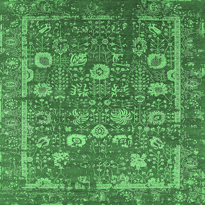 Square Oriental Emerald Green Industrial Rug, urb2598emgrn
