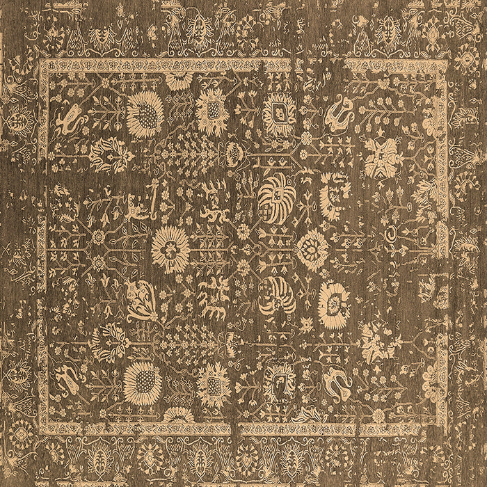 Square Oriental Brown Industrial Rug, urb2598brn