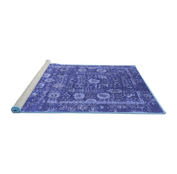 Sideview of Machine Washable Oriental Blue Industrial Rug, wshurb2598blu