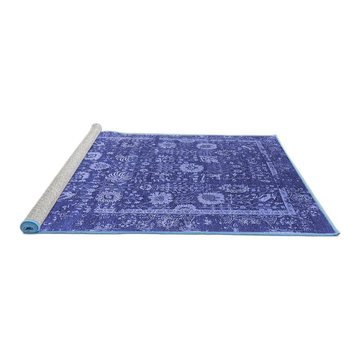Sideview of Machine Washable Oriental Blue Industrial Rug, wshurb2598blu