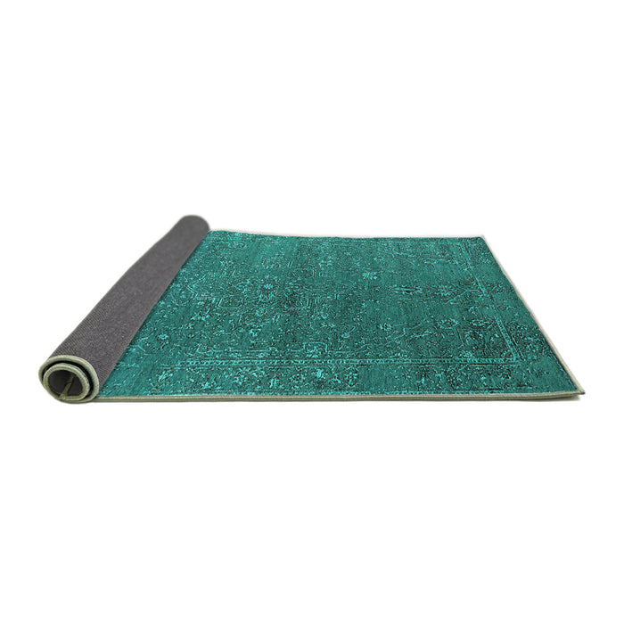 Sideview of Oriental Turquoise Industrial Rug, urb2599turq