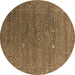 Round Machine Washable Oriental Brown Industrial Rug, wshurb2599brn