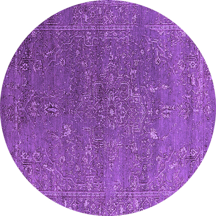 Round Machine Washable Oriental Purple Industrial Area Rugs, wshurb2599pur