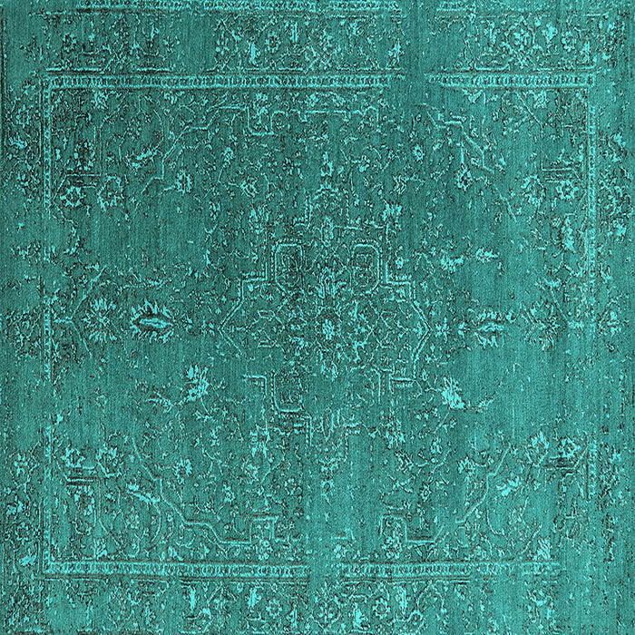Square Oriental Turquoise Industrial Rug, urb2599turq